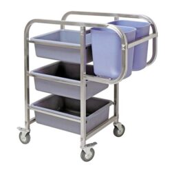 3 Tier Food Trolley Food Waste Cart Five Buckets Kitchen Food Utility 82x43x92cm Square