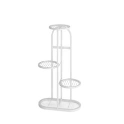 4 Tier 5 Pots White Round Metal Plant Rack Flowerpot Storage Display Stand Holder Home Garden Decor