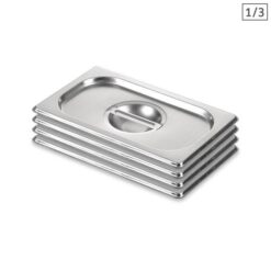 4 X Gastronorm Gn Pan Lid Full Size 1/3 Stainless Steel Tray Top Cover