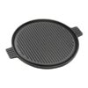 43cm Round Ribbed Cast Iron Frying Pan Skillet Steak Sizzle Platter With Handle