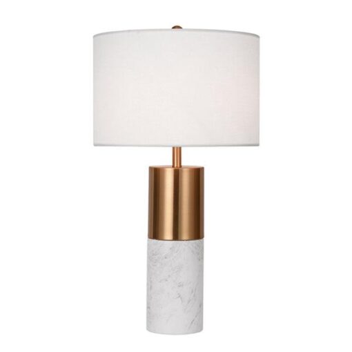 60cm White Marble Bedside Modern Desk Table Lamp Living Room Shade With Cylinder Base