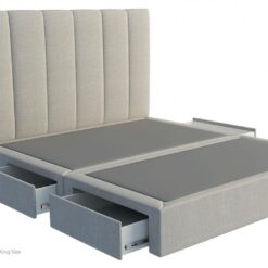 Panelled vertical custom upholstered bed with choice of storage base