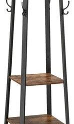 VASAGLE Coat Rack with 3 Shelves Rustic Brown and Black
