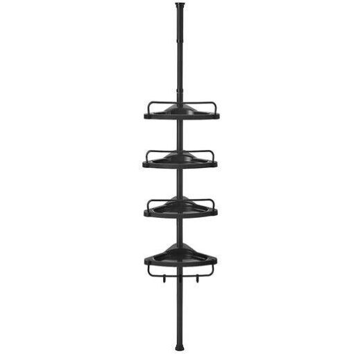 SONGMICS Adjustable Bathroom Corner Shelf with 4 Trays Black