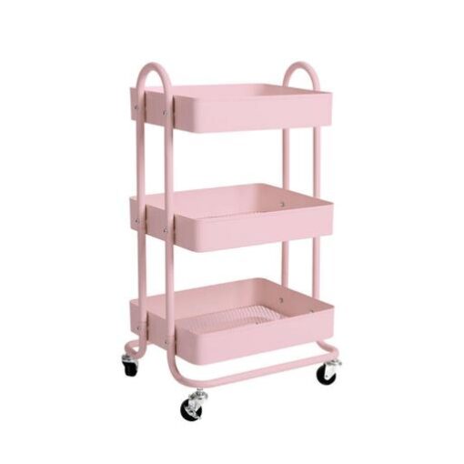 EKKIO Kitchen Trolley Cart 3 Tier (Pink)
