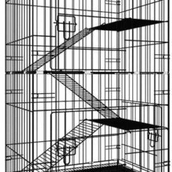 FLOOFI Four-Level Pet Rabbit Bird Cage with Hammock (Black)