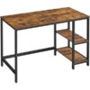VASAGLE Computer Desk with 2 Shelves Rustic Brown and Black LWD47X
