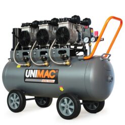 PRE-ORDER UNIMAC 100L 4.5HP Silent Oil-Free Electric Air Compressor, Portable, Twin Nitto Outlets (15A Plug)