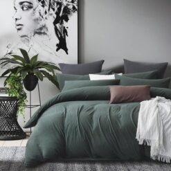 100% Jersey Cotton Quilt Cover Set - Green - Single