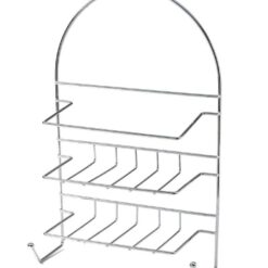12x 2-Tier Shower Caddy Bath Rack Chrome Hanging Hook Basket 25 x 10 x 43cm - Silver