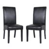 2x Wooden Frame Black Leatherette Dining Chairs with Solid Pine Legs