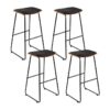 4x Bar Stools Leather Padded Metal
