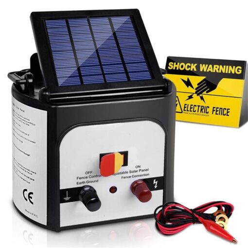 8km Solar Power Electric Fence Charger Energiser 0.3J White