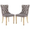 AADEN 2x Velvet Dining Chairs with Golden Metal Legs-Grey