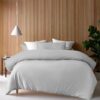 Accessorize Grey 400TC Grey Bamboo Cotton Double Stitched Quilt Cover Set Double