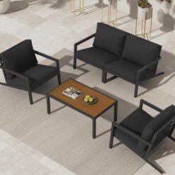 Aidan Garden Furniture Set in Slate Grey - 5 pieces