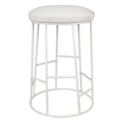 Aiden Steel Round Stool, White