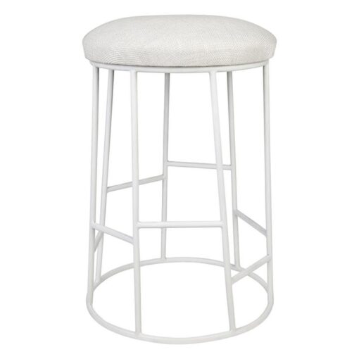 Aiden Steel Round Stool, White