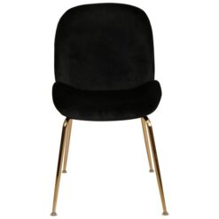 Aizel Velvet Fabric Dining Chair, Black / Gold
