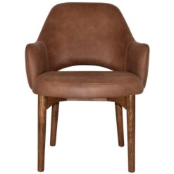 Albury Commercial Grade Eastwood Fabric Tub Chair, Timber Leg, Tan / Light Walnut