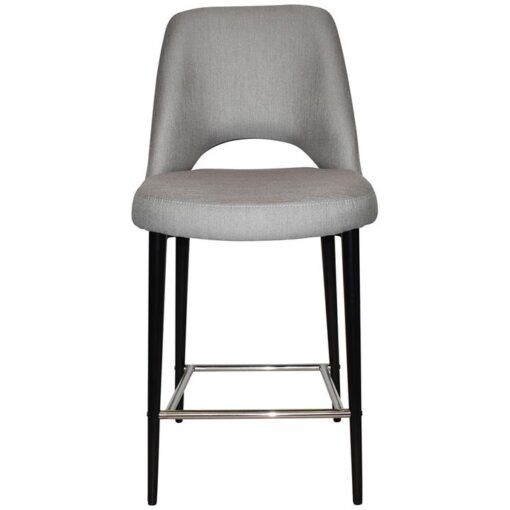 Albury Commercial Grade Gravity Fabric Counter Stool, Metal Leg, Steel / Black
