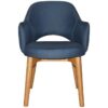 Albury Commercial Grade Gravity Fabric Dining Armchair, Timber Leg, Denim / Light Oak