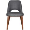 Albury Commercial Grade Gravity Fabric Dining Chair, Timber Leg, Slate / Light Walnut