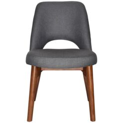 Albury Commercial Grade Gravity Fabric Dining Chair, Timber Leg, Slate / Light Walnut