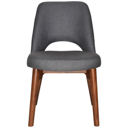 Albury Commercial Grade Gravity Fabric Dining Chair, Timber Leg, Slate / Light Walnut