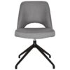 Albury Commercial Grade Gravity Fabric Swivel Dining Chair, V2 Trestle Leg, Steel / Black