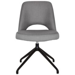 Albury Commercial Grade Gravity Fabric Swivel Dining Chair, V2 Trestle Leg, Steel / Black