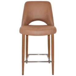 Albury Commercial Grade Pelle / Benito Fabric Counter Stool, Metal Leg, Tan / Light Oak