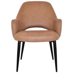 Albury Commercial Grade Pelle / Benito Fabric Tub Chair, Metal Leg, Tan / Black