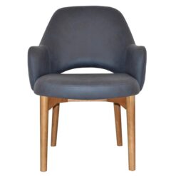 Albury Commercial Grade Pelle / Benito Fabric Tub Chair, Timber Leg, Navy / Light Oak