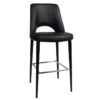 Albury Commercial Grade Vinyl Bar Stool, Metal Leg, Black / Black