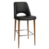 Albury Commercial Grade Vinyl Bar Stool, Metal Leg, Black / Light Oak