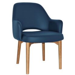 Albury Commercial Grade Vinyl Tub Chair, Timber Leg, Blue / Light Oak
