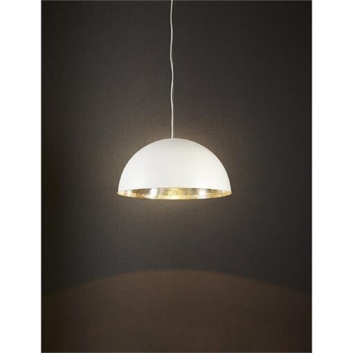 Alfresco Metal Dome Pendant Light, White / Silver