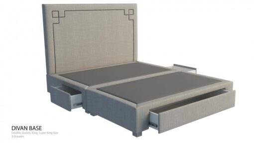 Allison custom upholstered bed with choice of storage base
