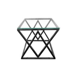 Alsea Side Table Black Base - Clear Glass