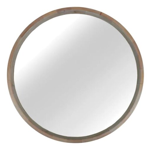 Ames Wooden Frame Round Wall Mirror, 120cm