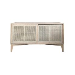 Andros Timber & Rattan Sliding Door Sideboard, 140cm, Natural