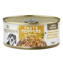 Applaws Natural Taste Toppers In Broth Chicken Breast With Pumpkin, Carrots & Peas For Dogs 156gm 16 Cans