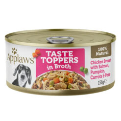 Applaws Natural Taste Toppers In Broth Chicken Breast With Salmon, Pumpkin, Carrots & Peas For Dogs 156gm 16 Pack