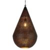 Aquarius Perforated Iron Pendant Light, Teardrop, Large, Black