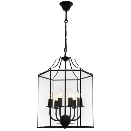 Arcadia Metal & Glass Pendant Light, Large, Black