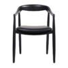 Astrid Ashwood Timber Carver Dining Chair, Leather Seat, Black / Black