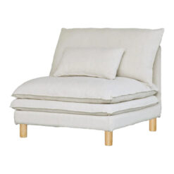 Aura Belgian Linen Fabric Sofa Modular, Armless Chair, Off White