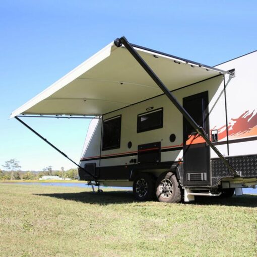 Aussie Traveller Sunburst Eclipse Roller Tube 22' Charcoal Roof Black Ends Awning