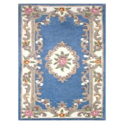 Avalon French Aubusson Wool Rug, 120x60cm, Blue